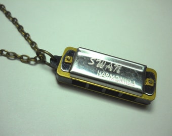 Mini Silver Harmonica Pendant Necklace, Retro Harmonica Necklace, Playable Mini Harmonica Necklace, Men's Necklace, Women's Necklace