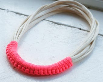 Neon Pink and Cream necklace
