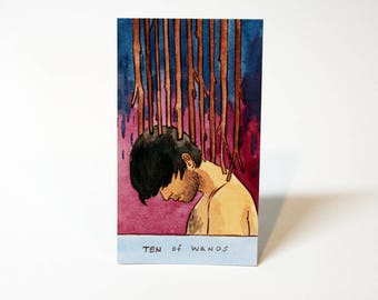 Ten of Wands - Original Watercolor Painting - Tarot Card