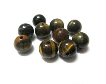 10 pearls 8mm Tiger eye, natural (43 G)