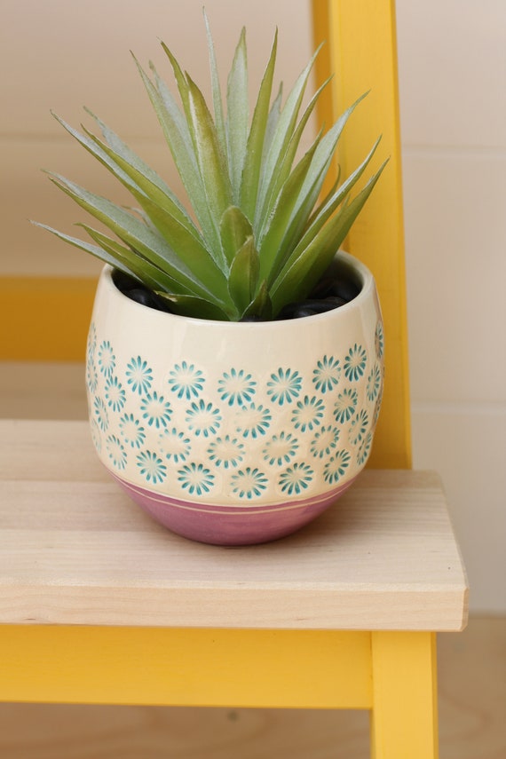 flower cactus pot // boho decor // watercolor // planter