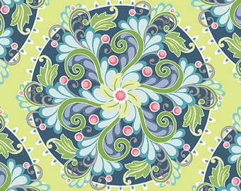 Fabric, Flourish Medallion Lime, Cotton Fabric, Lime Fabric, Fabric by the Yard, Fat Quarter, Quilting Fabric, Sewing
