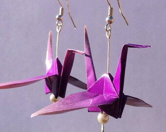Origami Peace Crane Earrings