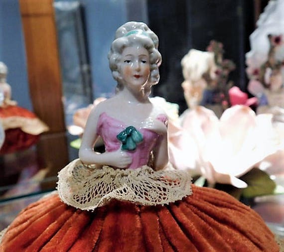 German Porcelain Half Doll / Marie Antoinette / Pin Cushion