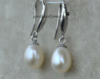 pearl earrings,ivory drop pearl earrings,wedding earrings,teardrop shape pearl earring,bridesmaid earring, freshwater pearl dangle earring
