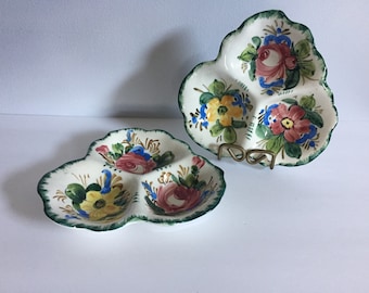 Beautiful Vintage Hand Painted Italian Ceramic Relish / Snack / Serving Dishes