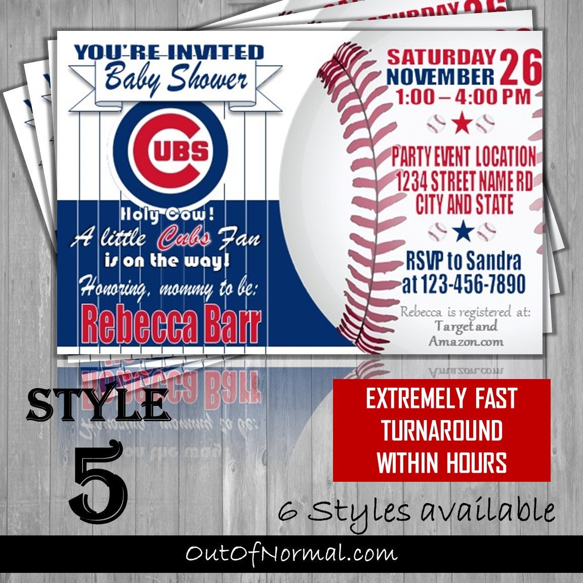 Chicago Cubs Themed Baseball Baby Shower Invitations world