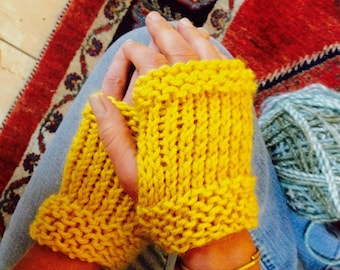 Mustard Yellow Fingerless Gloves