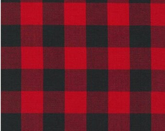 Buffalo Plaid in Red and Black Checks 1 Inch Checkers Robert Kaufman Fabric Carolina Gingham Lumberjack NOT Fleece NOT Flannel