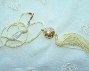 Vintage cloisonne tassel necklace