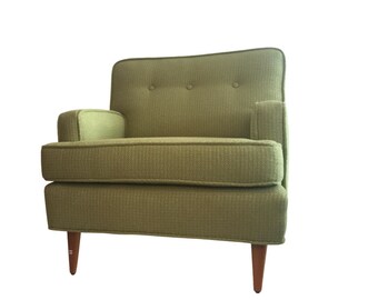 1950s Tufted Chartreuse Club Chair
