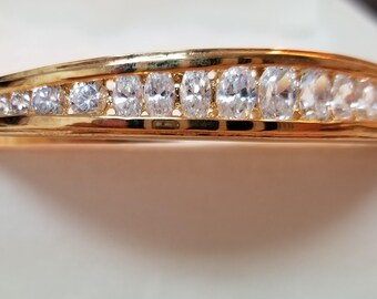 Beautiful Sterling Silver With Gold Finish Bracelet with 21 Graduated Size CZ Stones Sterling Silver Bracelet Ladies Jewelery Mother's Day