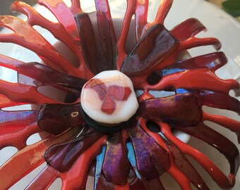 Fused Glass Flower on Copper Stem