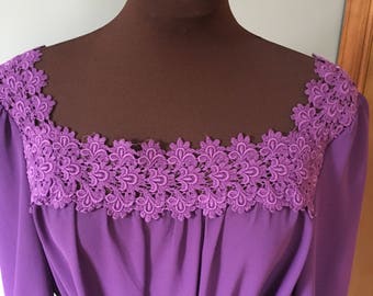 Vintage 1980s Deep Purple Sheer Dress