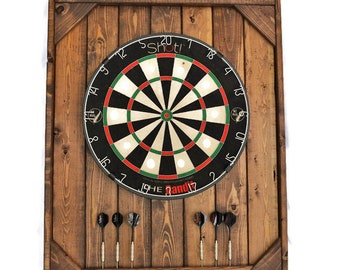 English Chestnut stained Dart Board Backboard / Dart Cabinet