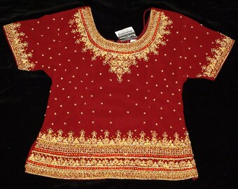 New Mumtaj Fashion Hand Beaded Red Lehenga Choli Set Zardozi Work