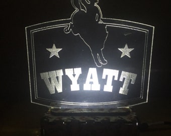 Rodeo night light, Kids night light, LED light, Nursery lamp, Western baby nightlight, Bronco night light, Cowboy led night light, led light