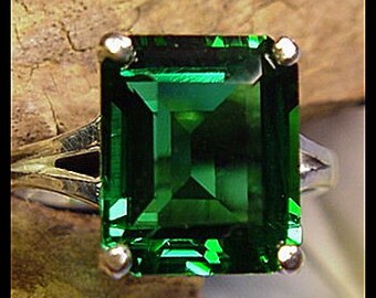 Mt St Helens Helenite Em-Cut 12x10 Ring sz 6, 6.5, 7, 7.5 8 Handmade Vermont Sterling Silver USA