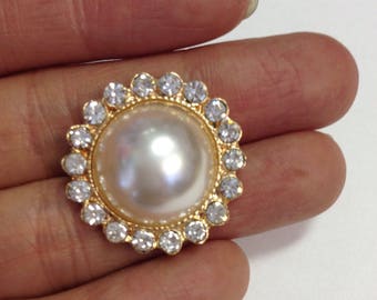 10 pcs pearl and rhinestone Button Broach, Gemstone Rhinestone Brooch Bouquet, Embellishment, Wedding Accessories, DIY hair accessories.