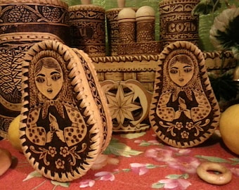 Birchbark jewelry box "matryoshka"