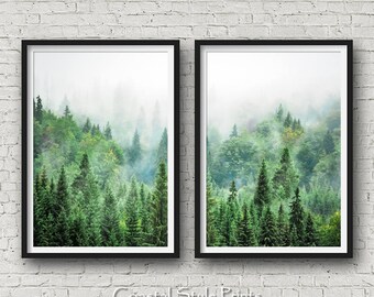 Set Of 2 Forest Prints, Scandinavian Wall Art, Forest Photography, Canadian, Forest Art Print, Landscape Photography, Prints, Forest Print
