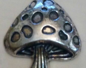 mushroom sculpted silver metal charm