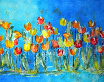 Tulip in Blue Gradient Art Print