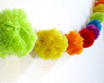 Pom Pom Garland Pom Poms PomPom Garland Banner Birthday Banner Baby Shower Garland Bridal Shower Banner Wedding Banner Yarn Garland