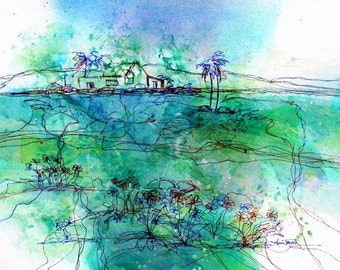 Caribbean Blues Art Print