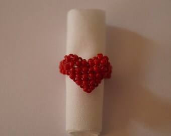 Ring beads small red heart "Madeleine"