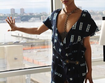 Indigo wrap Dress