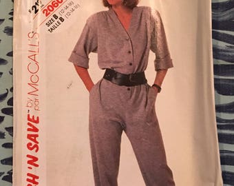 1985 McCall's Stitch N Save Sewing Pattern 2060 Missess Mechanics Loose Fitting Jumpsuit Size 12-16 uncut- mechanics jumpsuit, jumpsuit