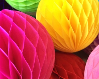 Hot Pink 16 Inch Honeycomb Tissue Paper Balls - Paper Party Decor Decoration Supplies
