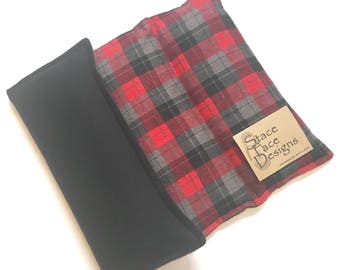 Plaid Rice Heating Pad, LARGE Microwaveable Heat Pad, Hot Cold Therapy for Natural Pain Relief, Gift for Him or Her, Organic Essential Oils