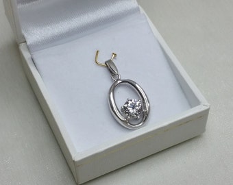 925 Silver Pendant with large Crystal SK152