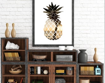 Summer Print, Printable Artwork, Modern Wall Art, Digital Prints, Pineapple Print, Summer Art, Pineapple Art, Tropical Decor, Beach Decor
