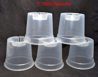 Bin Teku 6'' Clear Round Plastic Orchid Pot (20 Pack) ( 100566 )