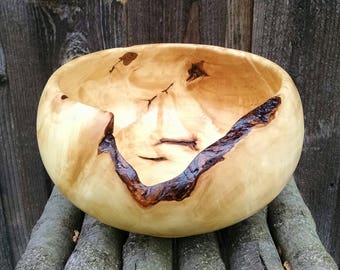 Wooden Bowl - Reclaimed Maple Wood Bowl - Rustic Farmhouse Home Decor - Large Hand Turned Wood Bowl - Sunset Turnings