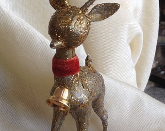 Gold Glitter Reindeer Vintage