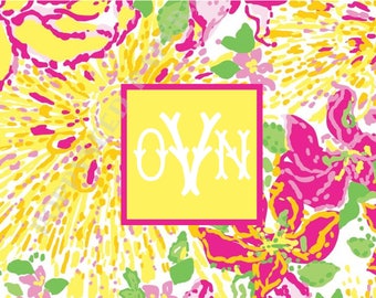 Lilly Pulitzer personalized folded note cards, Lilly Pulitzer stationery, preppy, Thank You Notes