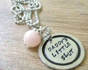 Daddy's Little Slut Necklace, DDlg Necklace, Daddy's Slut, Adult Baby, Little Necklace, age play, ball chain, holds about 12 characters
