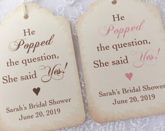 Bridal Shower Popcorn Favor kits-3 TAG COLORS Popcorn