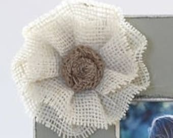 ADD ON Large White Ruffled Burlap Flower