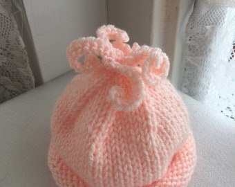 Sparkle blush hand lnit baby hat