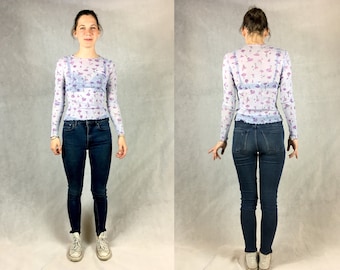 See-through top with floral pattern