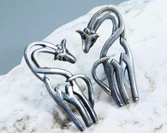 Giraffe Earrings Vintage Animal Jewelry