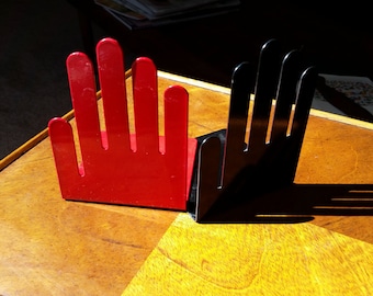Vintage Hand Bookends, Spectrum Company Red and Black