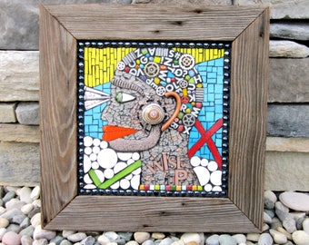 Wise Up. (A Handmade Mixed Media Mosaic Wall Hanging by Shawn DuBois)