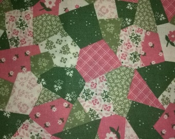 Pink, Green and White Flower Fabric