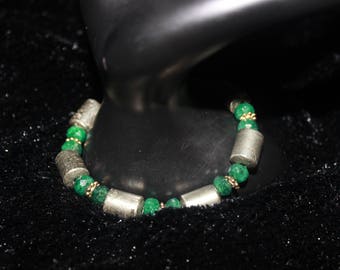 Beaded Green & Gold Bracelet